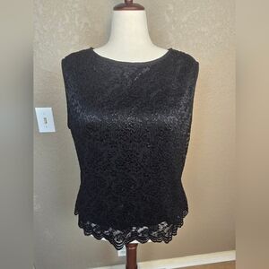 Michaelangelo Vintage Black Lace Overlay Sleeveless Blouse 20W (6024)